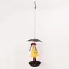 2025 New Umbrella Yellow Little Girl Bird Feeder Metal Outdoor Hanging Feeder Iron Handicraft Hummingbird Feeder