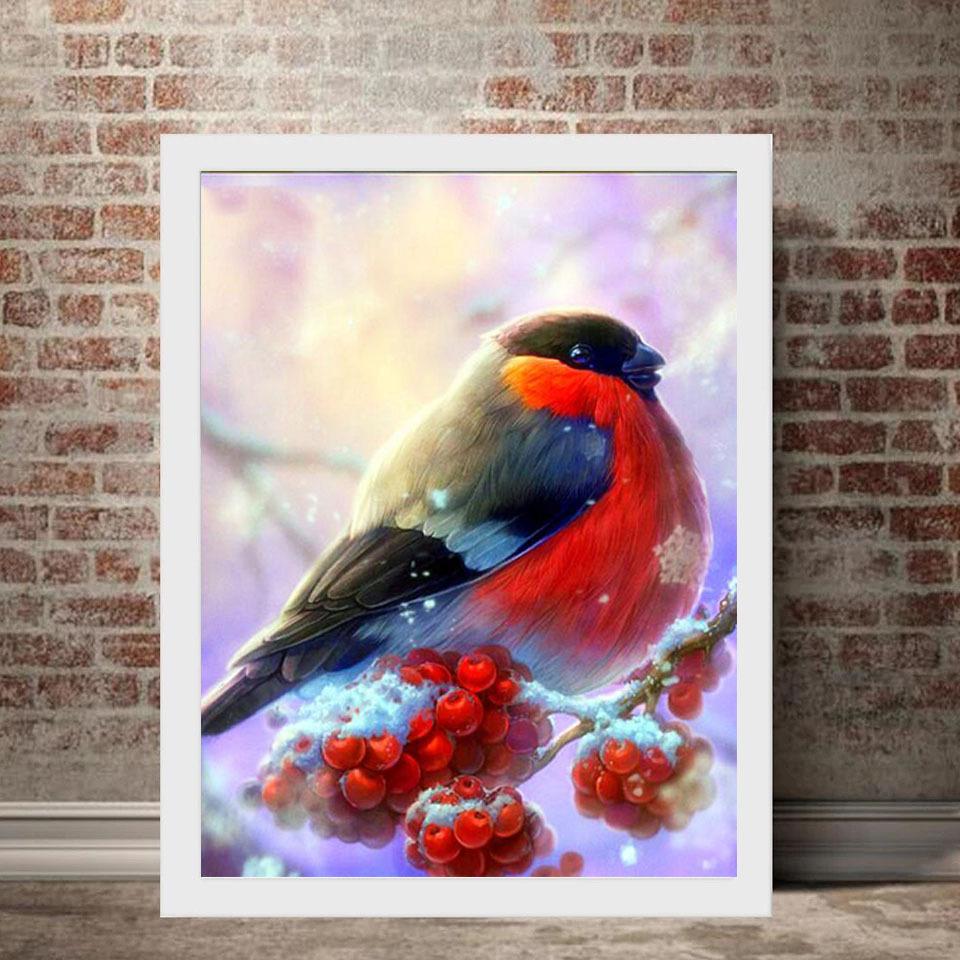 5D Diy Алмазная картина «Красный цветок сливы и красная сорока», набор для вышивки крестом, полная алмазная вышивка, мозаика, художественная картина, декор из страз, подарок