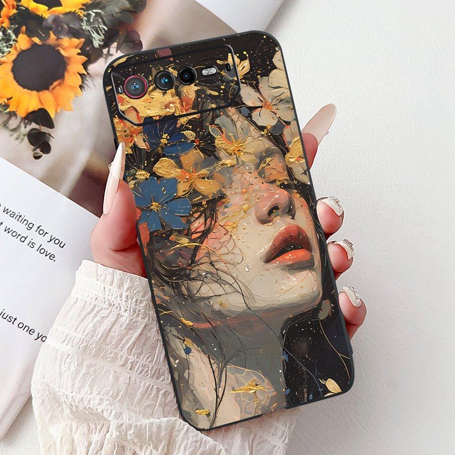 Чехол для Asus ROG Phone 6 Phone6 Pro 5G из ТПУ Мягкий Силикон Цветочный Сердечный Узор Чехол для Телефона Для Asus ROG Phone 6 Pro Задняя Крышка