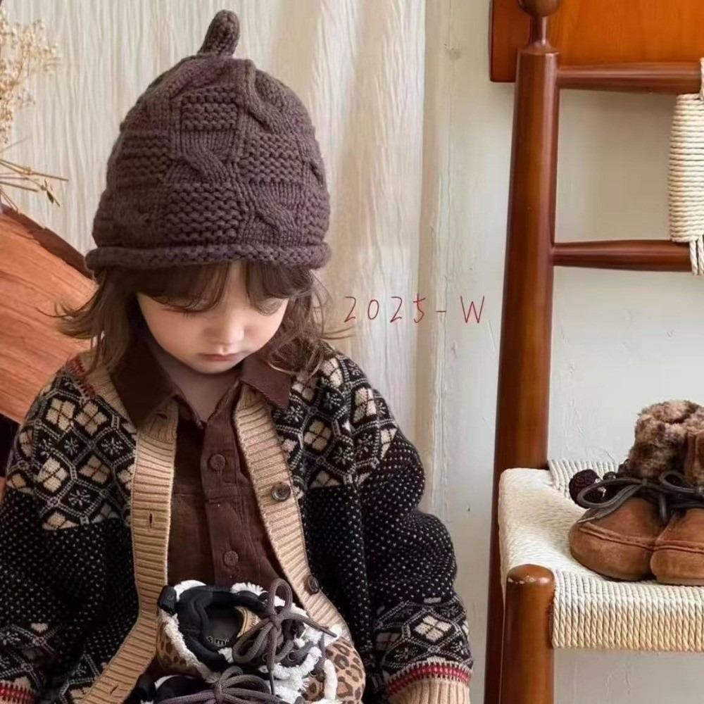 Windproof Kids Knit Cap Tassel Knitted Beanie Hat Stylish Pullover Winter Hat Winter