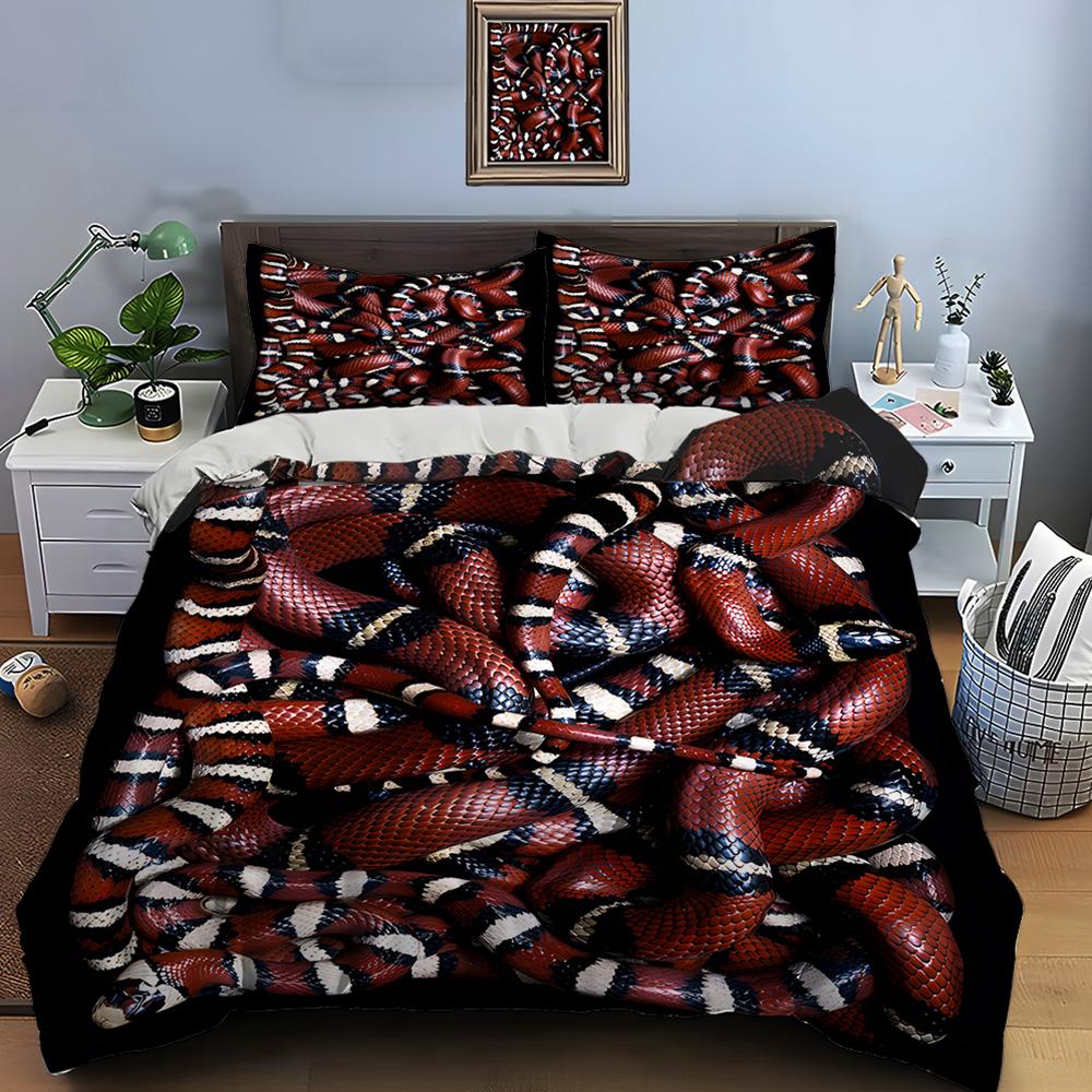 10 Sizes HD Snake Print Bedding Set Duvet Cover 1 Duvet Cover 2 Pillowcases Adult and Children Bedding Set Luxury for Gifts