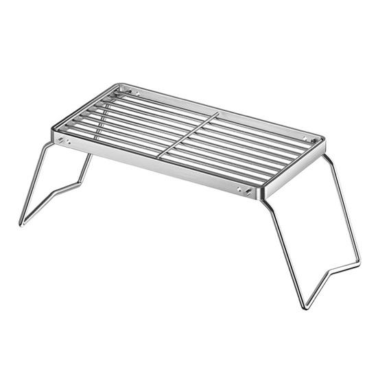 Folding Outdoor Camping Stove Grill Portable Heavy Duty Stainless Steel Backpacking Cooking Barbecue Picnic Collapsible Campfire Grate Grill Rack