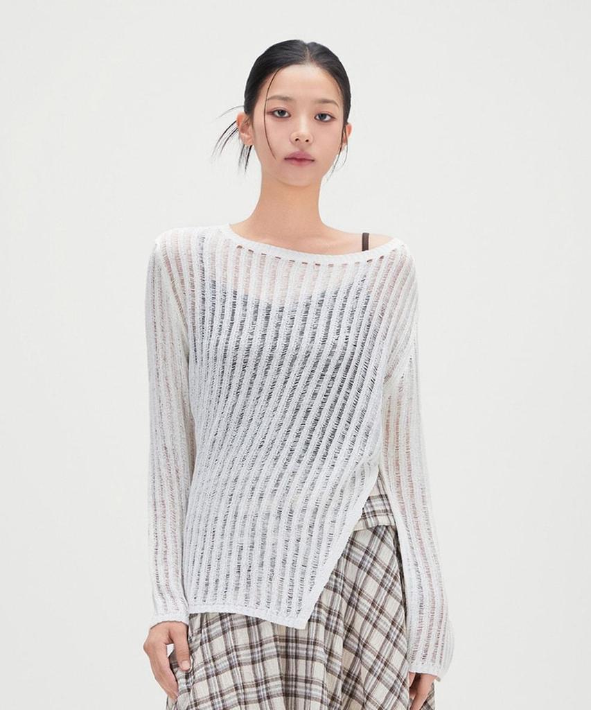 MIXXO Crochet See-Through Long Sleeve Knit Re Kag513T_Miwkag73Qt