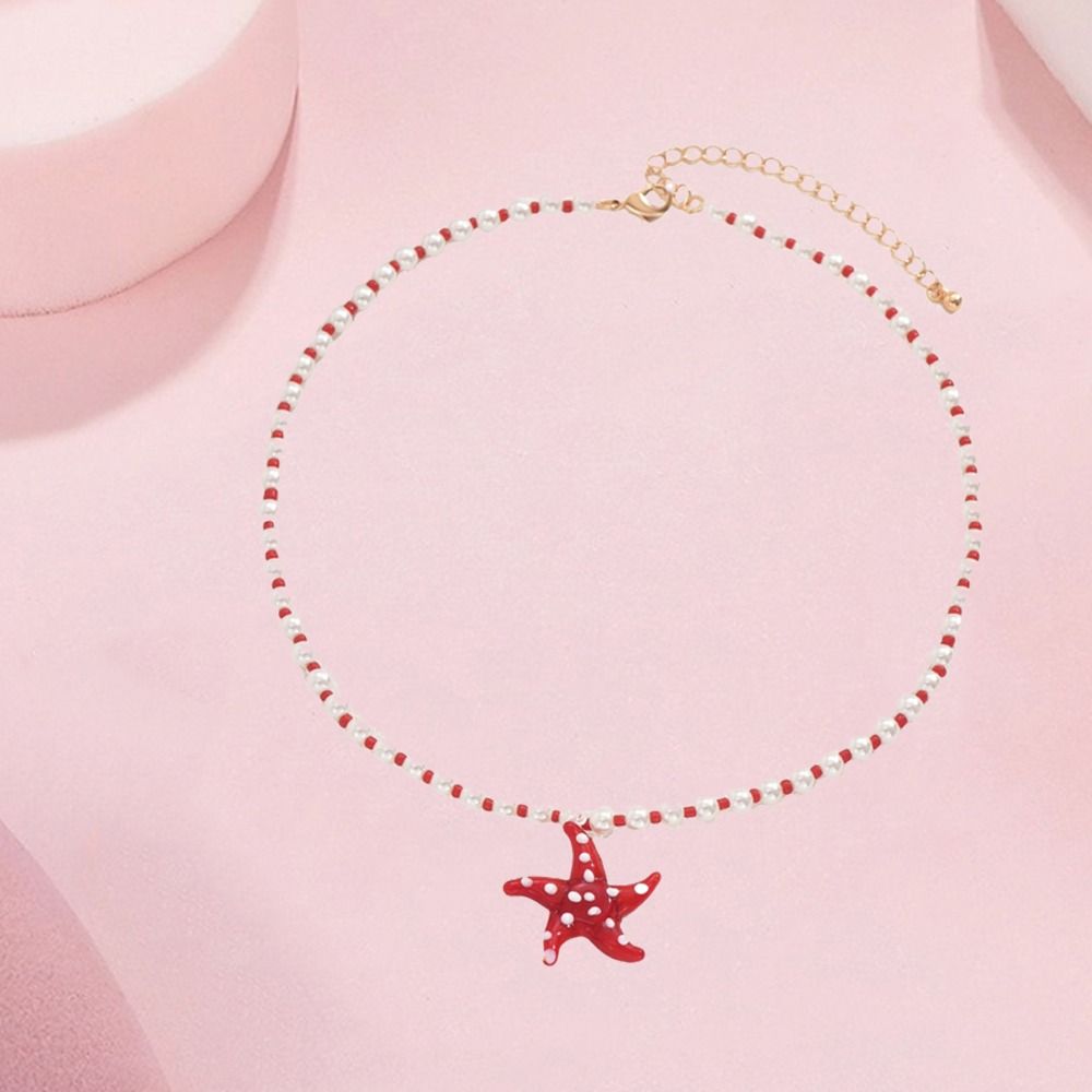 Стеклянная подвеска «Морская звезда», ожерелье из круглых бусин ручной работы, для женщин, девушек