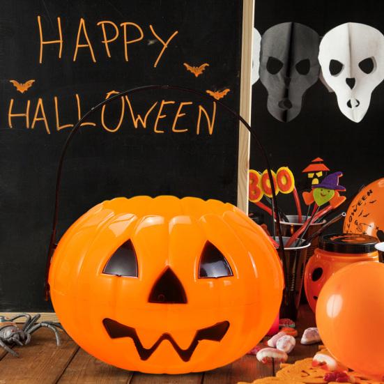 Scary Halloween Candy Bucket Detachable Pumpkin Kettle Box for Trick or Treat Spacious Eye-catching Decoration