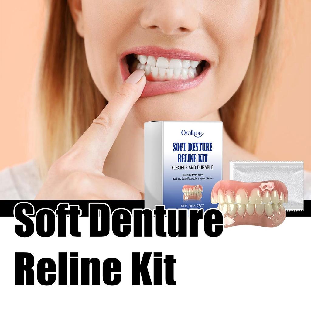 Soft Denture Reline Kit Simulation Braces Hide Missing Crooked Stained Broken Teeth for Men and Women Easy Use Dental Care 50g
