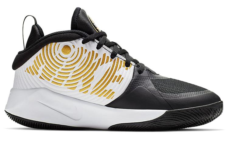 Nike Детские баскетбольные кроссовки Team Hustle D 9 Mid top Черно-бело-золотые AQ4224-004