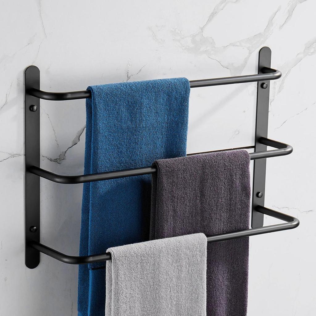 Promotion!Three Stagger Layers Towel Holder Bars Towel Rack Bathroom Accessories Set 304 Stainless Steel Matte Black