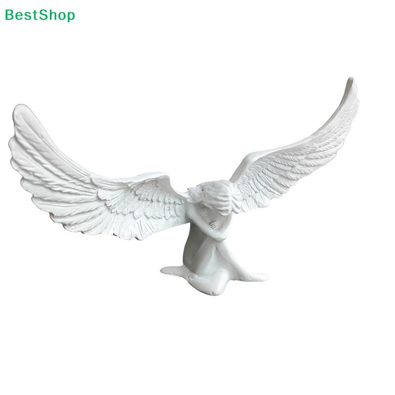 Белая Ангельская Статуэтка из Смолы, Современная Минималистичная Крылатая Ангельская Скульптура для Декора Дома и Офиса