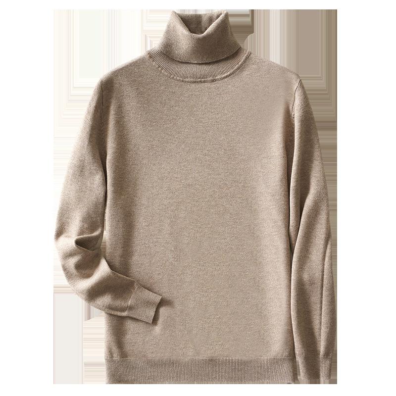 Однотонный мужской свитер Мужской теплый с высоким воротником, приталенный, больших размеров, накидной, с длинными рукавами, вязаный свитер с высоким воротником, зимний свитер, популярный