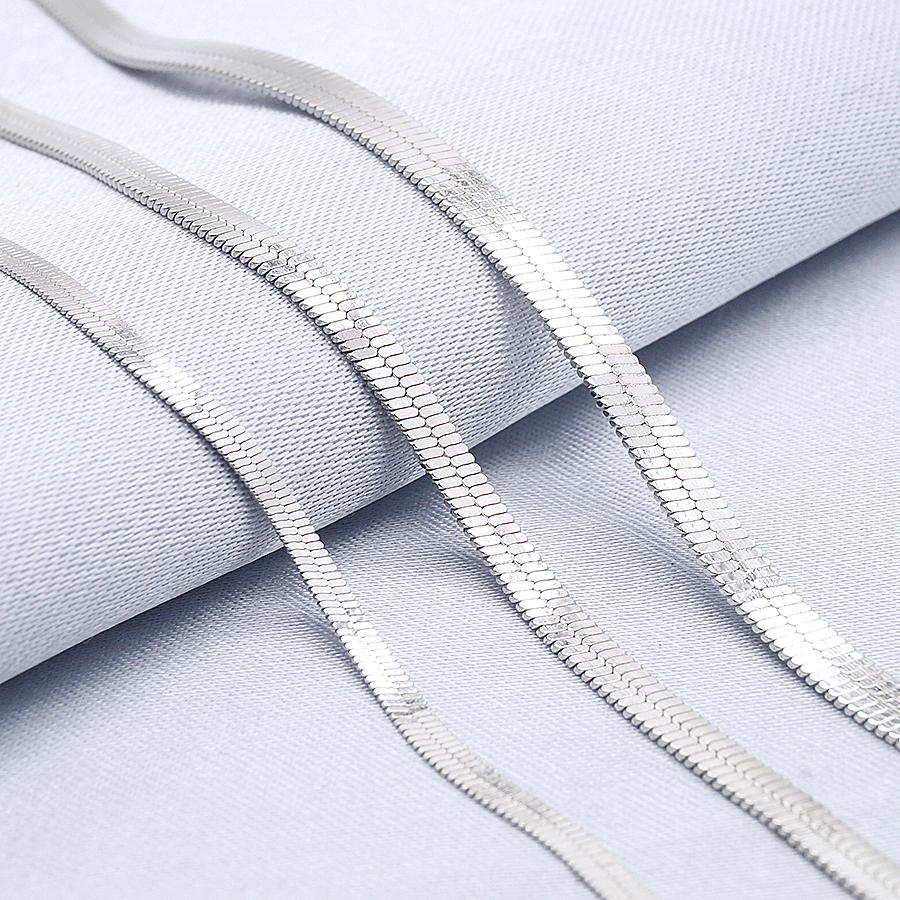 2mm 2.6mm 3mm Flat Snake Chain Minimalist Layers Choker 925 Herringbone Necklace Sterling Silver Fine Jewelry