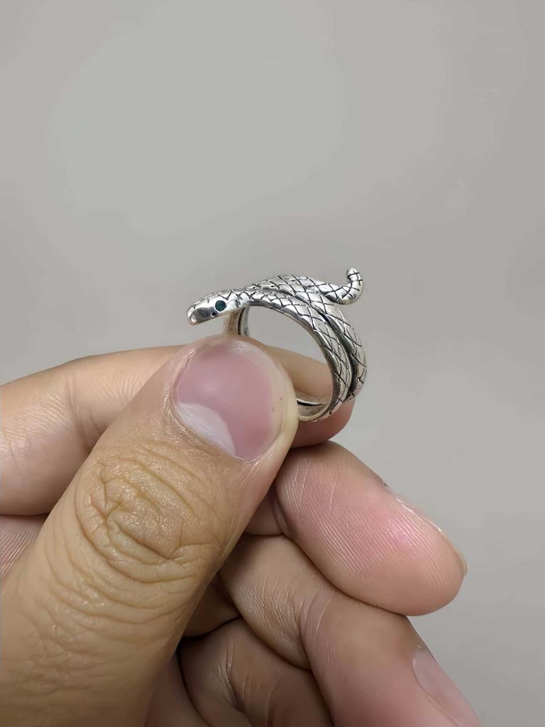 Готические Изысканные Резные Древние Серебряные Кольца из Нержавеющей Стали Змея Корона Кот С Регулируемым Открытием для Женщин Мужчин Хэллоуин Украшения
