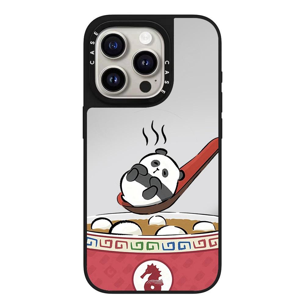 Giant Panda Mirror for 16ProMax Phone Case for IPhone14/15Pro Trendy Brand 13Pro Anti-fall 12