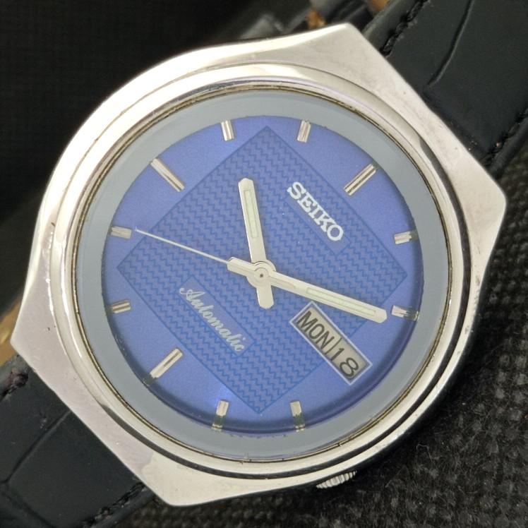 USED VINTAGE SEIKO 5 AUTOMATIC 7009A JAPAN MENS D/D BLUE WATCH 604-a314010-9 SKU604-a314010