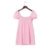 2025 Summer Women clothes Korean Style Fresh Color Matching Plaid Sweet Square Collar Puff sleeve High Waist Slim fit Younger Dress
