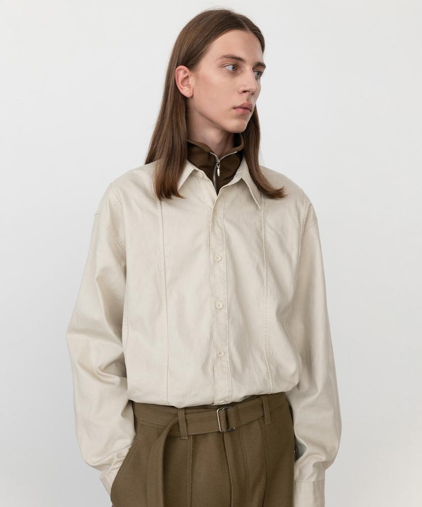 INSILENCE Washed Cotton Shirt Sand Beige