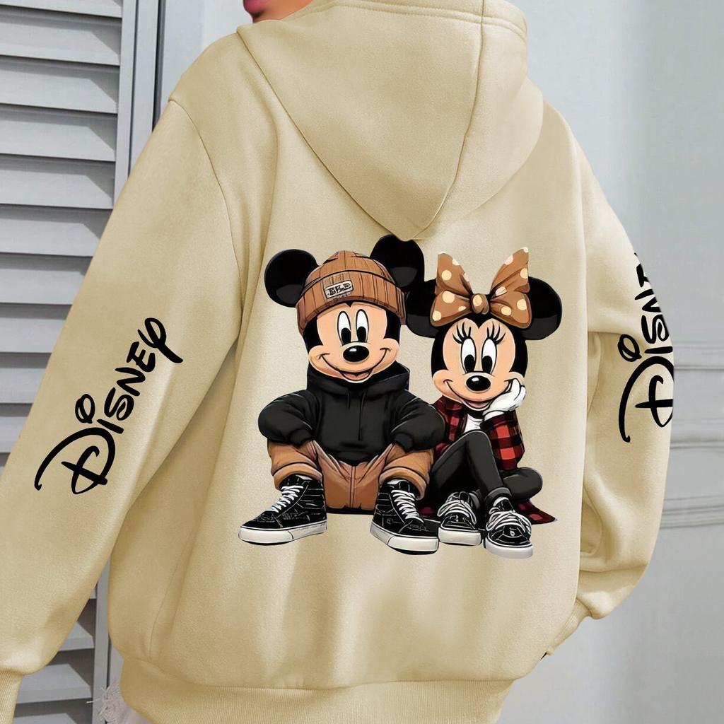 Disney Микки Минни Принт Модный Повседневный Хлопковый Мужской Худи Свитер Свободный Мягкий Удобный Топ Унисекс Осень и Зима