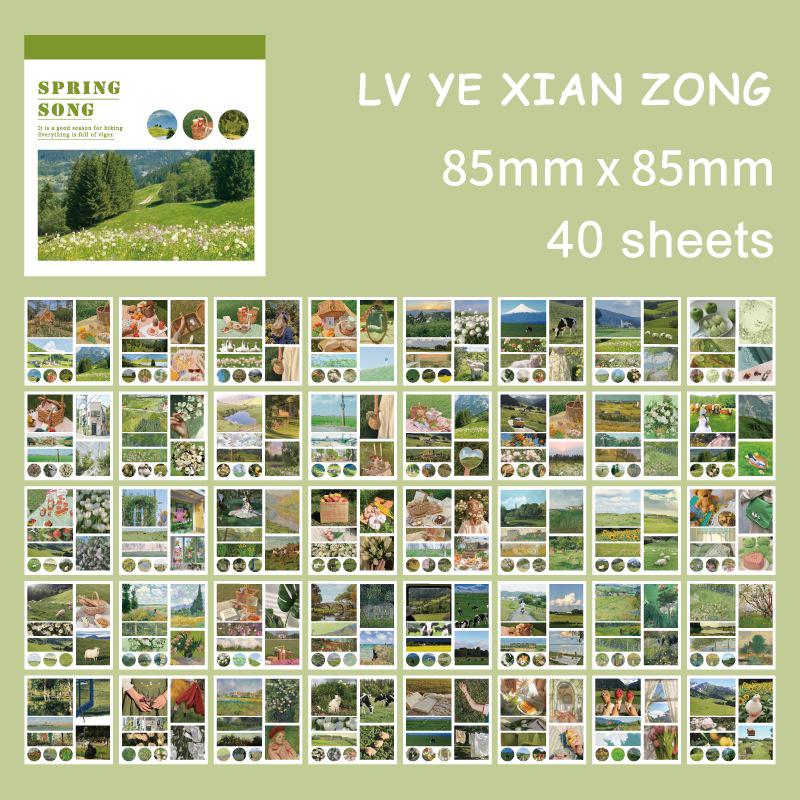 40 листов/книга Эстетический пейзаж Масляная живопись Искусство Девушка Книга наклеек Сделай сам Журнал Декоративное искусство Скрапбукинг Материал Канцелярские наклейки