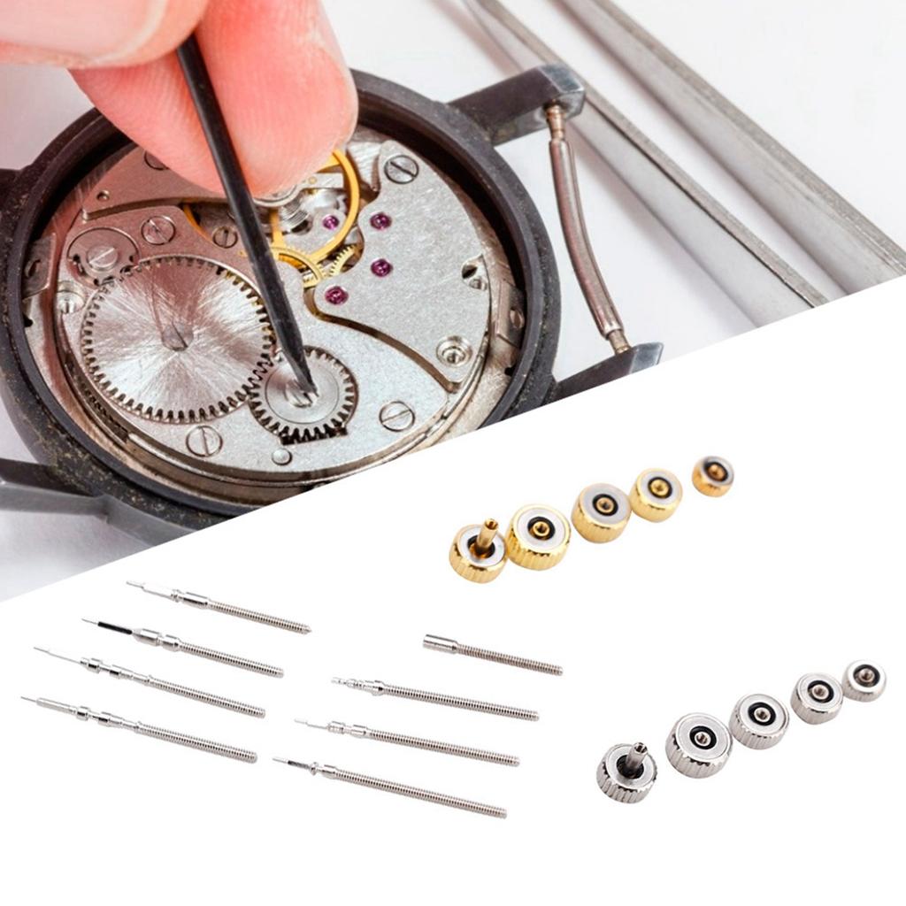 Stainless Steel Watch Crown Spring Bar Set Watch Repairing Tool Accessory