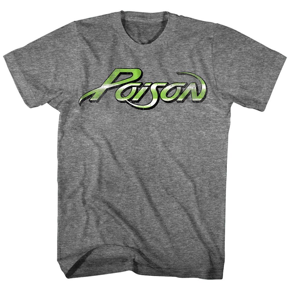 Poison Vintage Logo Men's T Shirt Metal Rock Band Album Concert Tour Merch Gray