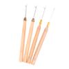 2Pcs Wooden Handle Hook Needle Lace Wig Making Knitting Micro Ring Loop Hair Extension Weaving Crochet Hook Needle Tools