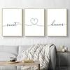Черно-белый плакат Sweet Heart Dream на холсте с текстом и цитатами Печать скандинавский минималистский настенный рисунок Современный декор для спальни Картина без рамки