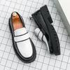 Модная мужская кожаная обувь слипоны на толстой подошве Модный повседневный стиль Офисная и досуговая работа Уличная трендовая обувь 38-46 Черный белый
