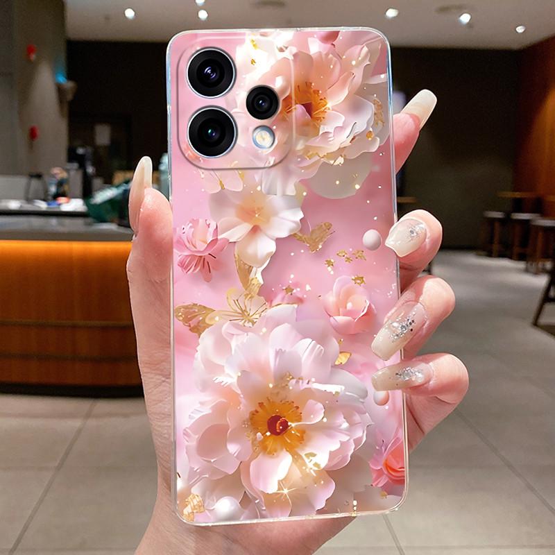For OPPO Reno 15 5G Case CPH2825 Clear Fashion Butterfly Flower Soft TPU Silicone Jelly Back Cover For OPPO Reno15 5G Phone Case