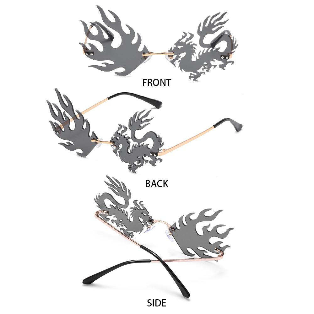 Phoenix Shape Sunglasses for Women Rimless Sunglasses Tinted Frameless Eyewear Trendy Sun Glasses