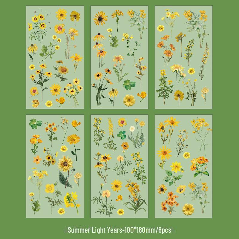 Набор наклеек «Ретро растения и цветы» — водонепроницаемые, прозрачные наклейки из ПЭТ для детских пособий и декора «сделай сам».