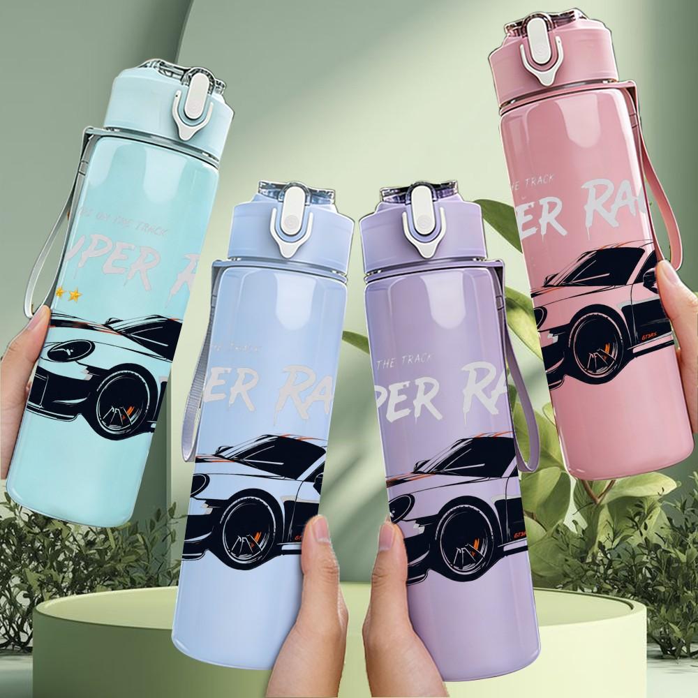 1PC Super Racing Sport Car 750ml Color Plastic Sports Water Bottle Leakproof Flip Straw Lid Suitable for Sports Office Home Use