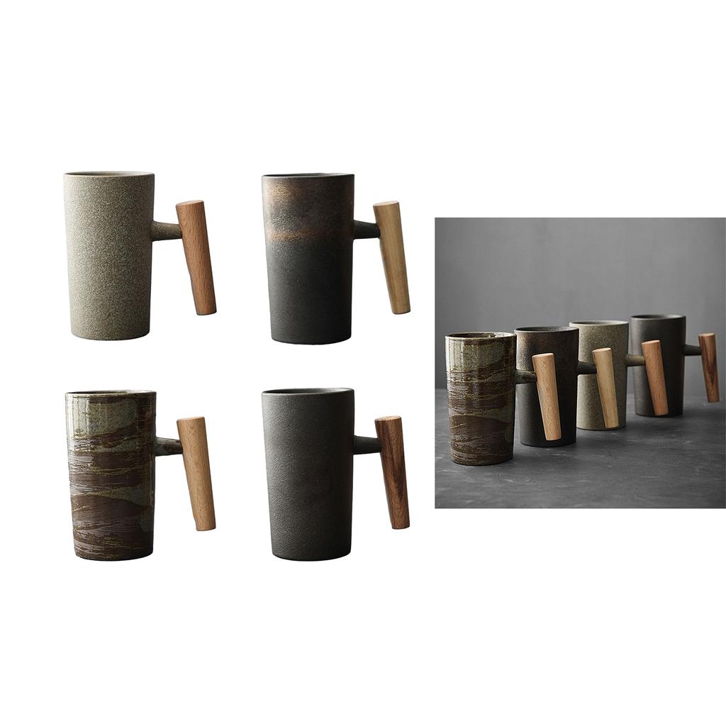 Японская чашка для кофе ручной работы, винтажная чайная чашка с деревянной ручкой, кружка, личность, пара, бытовая чашка для воды, каменная керамика, подарок