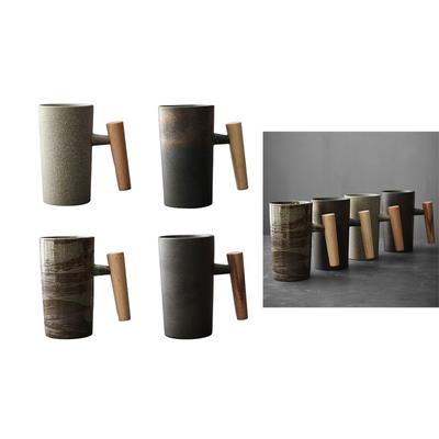 Японская чашка для кофе ручной работы, винтажная чайная чашка с деревянной ручкой, кружка, личность, пара, бытовая чашка для воды, каменная керамика, подарок