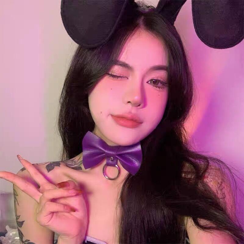 Круглый кулон из искусственной кожи, ошейник-бантик, цепочка на ключицу, сексуальное шейное кольцо, лакированная кожа, галстук-бабочка в стиле панк