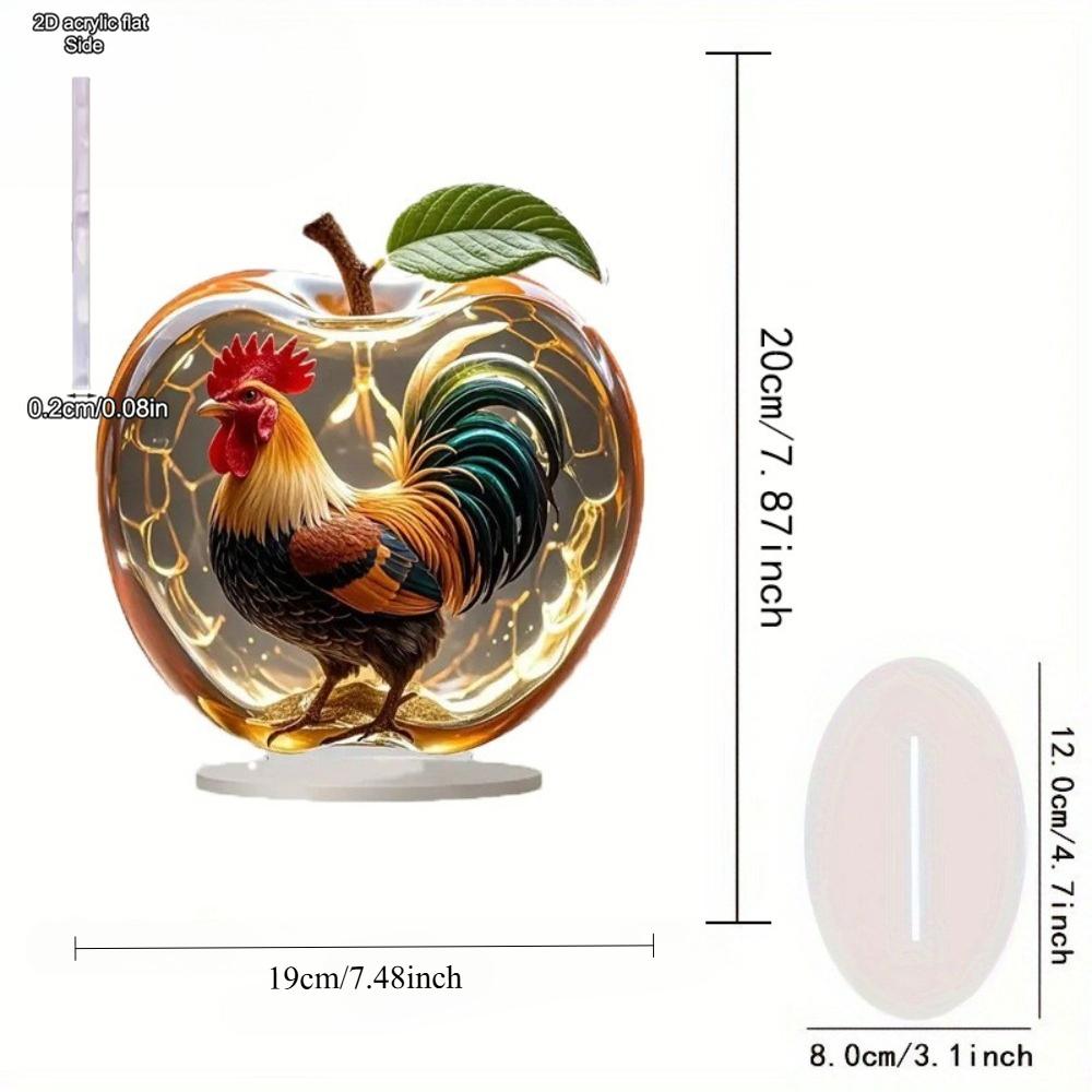 2D Flat Acrylic Rooster Decoration, Indoor and Outdoor Decoration - No Battery/electricity Required, Free Day Decoration, Shop Decoration, Durable O