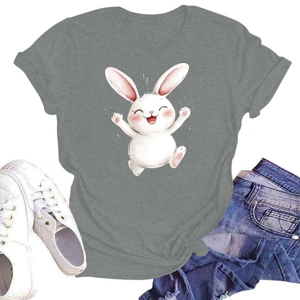 Women's Round Neck Casual Printed Short-sleeved T-shirt Top