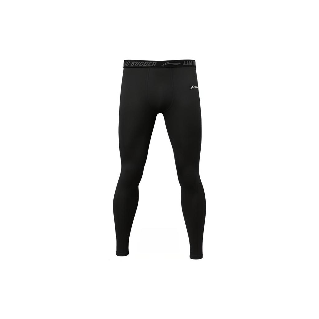 Мужские облегающие длинные спортивные брюки с логотипом бренда Li Ning, черные AULSB45-1