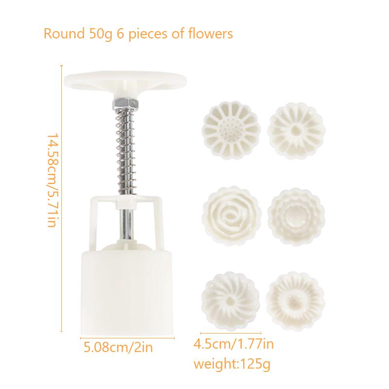 7 шт./набор пластиковых формочек для лунного пряника, ручная форма для печенья в форме цветка, 50 г, инструмент для выпечки своими руками, прессованная форма для лунного пряника из помадки