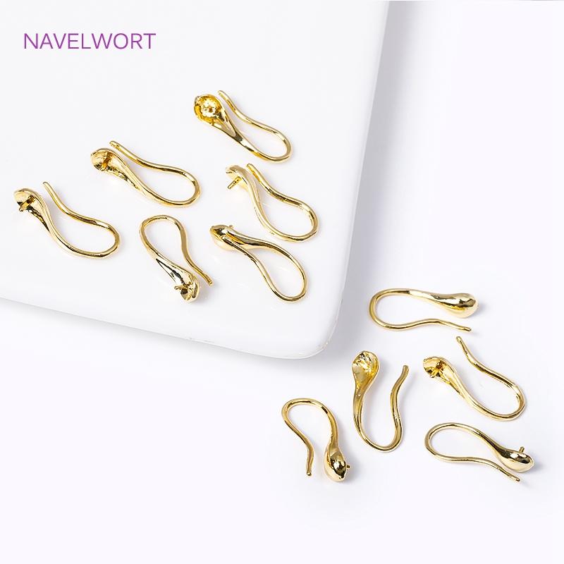 Позолоченные латунные крючки для сережек 18K для изготовления ювелирных изделий, Швензы, Крючки для сережек на проволочной основе, Аксессуары для изготовления сережек своими руками