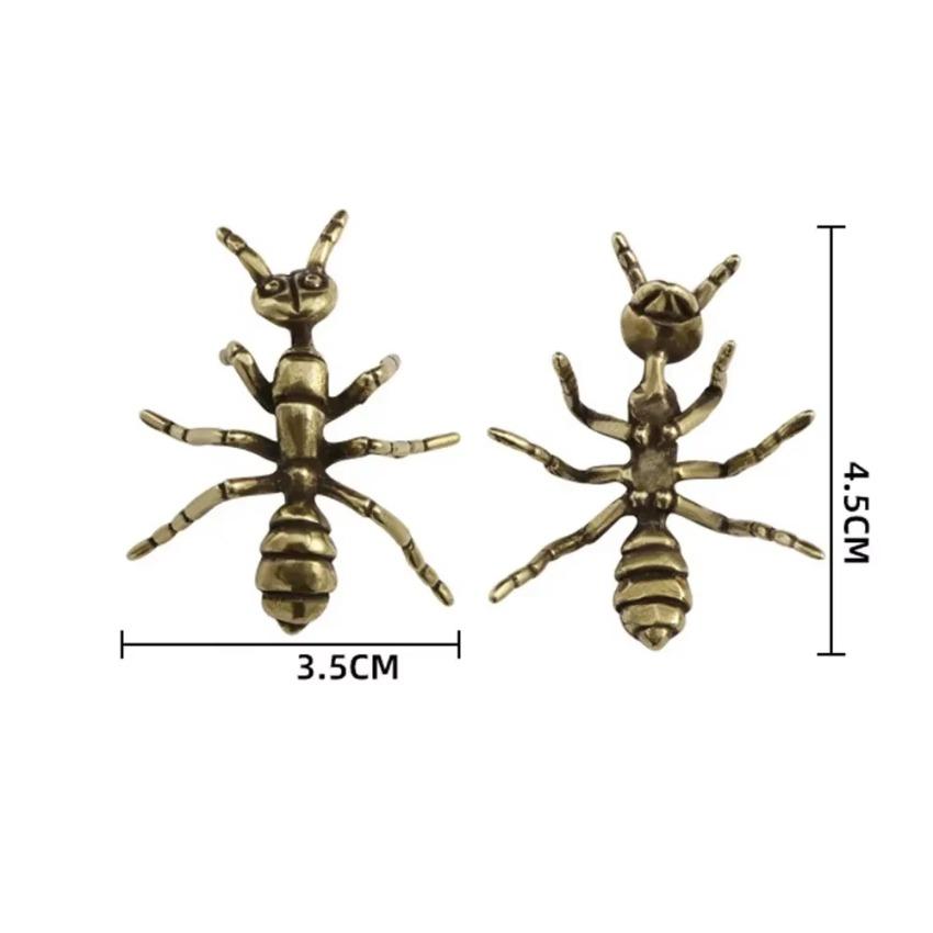 Antique Copper Crafts Home Decors Brass Ant Figurines Miniature Simulation Insect Desk Ornament Table Tea Pets