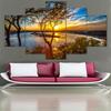 5 Panel Beautiful Sunrise Natural Landscape Posters Tableau HD Print Painting Modular Pictures Canvas Wall Art Modern Home Decor