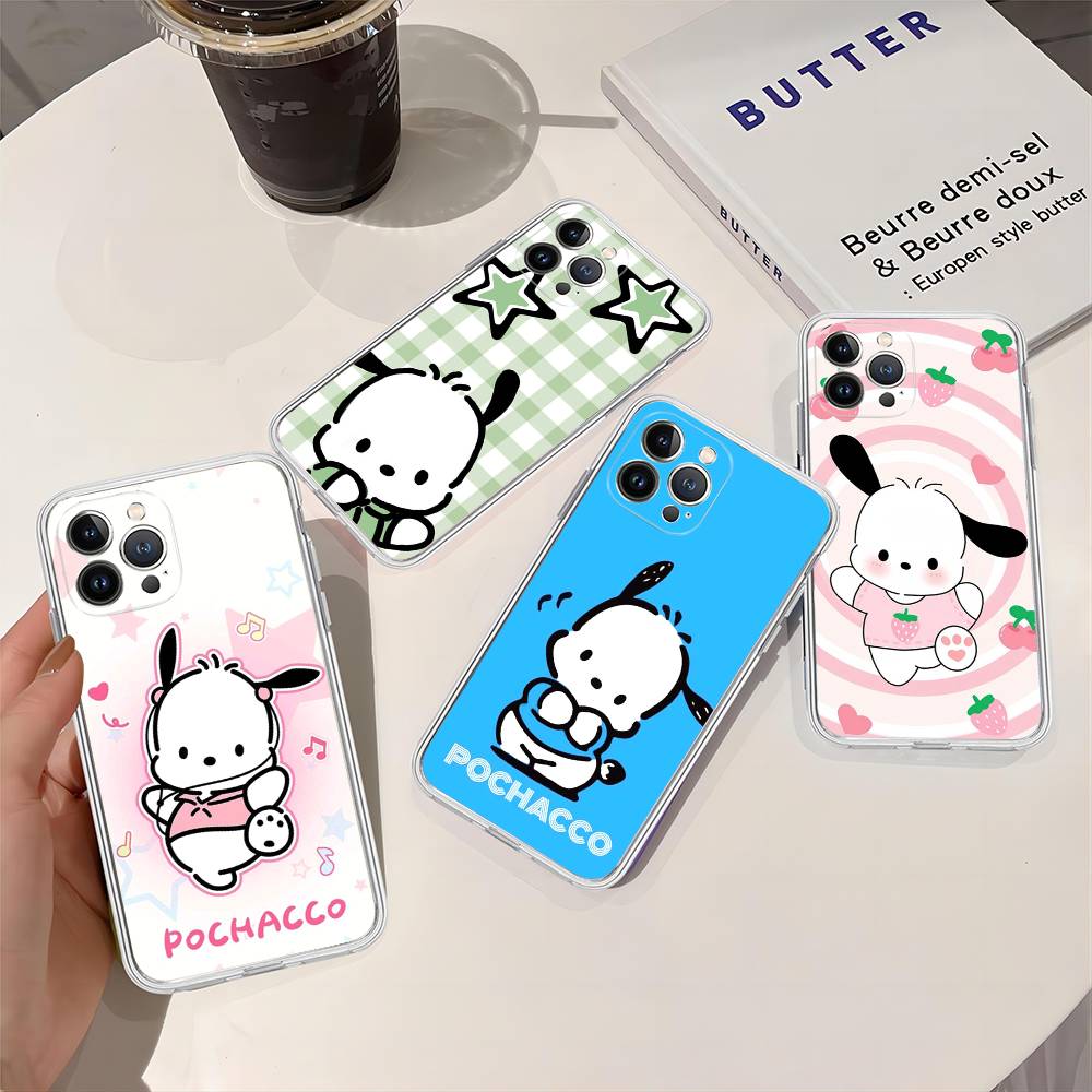 Cute P-Pochacco Transparent Soft Phone Case For iPhone 15 12 14 16 17 13 Plus 11 Pro Max 13 Pro