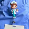 Cute Nurse with Coffee Retractable Badge Scroll Holder Medical ID Card Holder for Nurses, Doctors and Medical Students with Identity Accessories