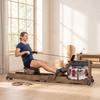 Water Rower For Home Rubber Wood Foldable With Bluetooth App Double Aluminum Rails LCD Display Up To 158 Kg