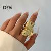 Women Ring Hip Hop Style Oversized Irregular Glossy Twisted Ring Waterdrop Alloy Pleated Ring Fashion Accessories