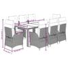 VidaXL Ensemble à Manger de Jardin avec Coussins 9 pcs, Table et Chaises avec Dossier Réglable, Meubles d'Extérieur, 3213084