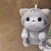 Soft Grey Cat Key Chain Cartoon Cute Pet Pendant Bag Charm Plush Doll Key Ring  Girls