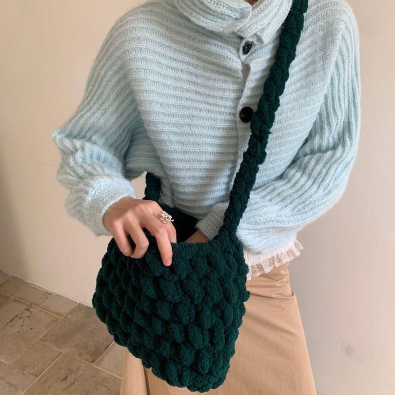 Новая сумка-облако из грубой шерсти Ice Bar, связанная крючком, ручная работа, готовая сумка, самодельная сумка-мессенджер