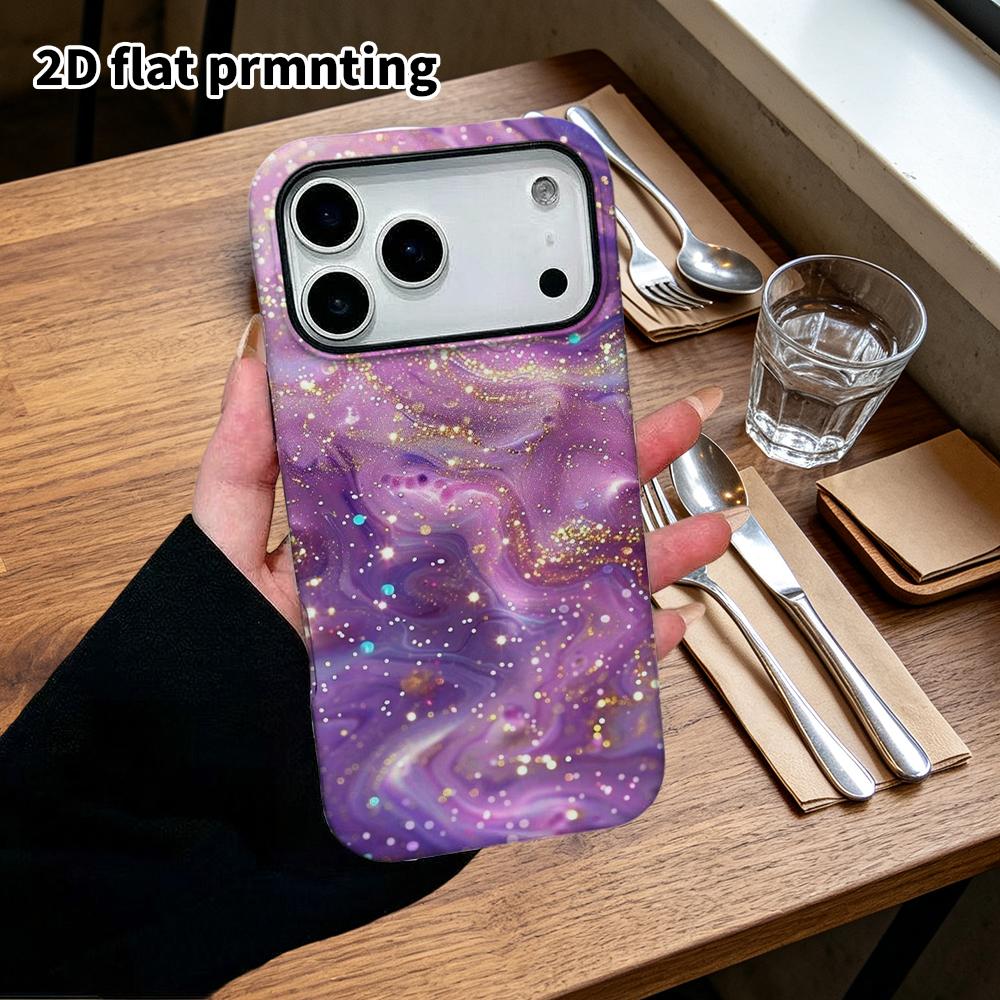 Phone Case: 2D flat design suitable for iPhone 18, 17, 16, 15, 14, 13 Pro film protective case, couple style, purple-blue fantasy, Christmas and Hallo