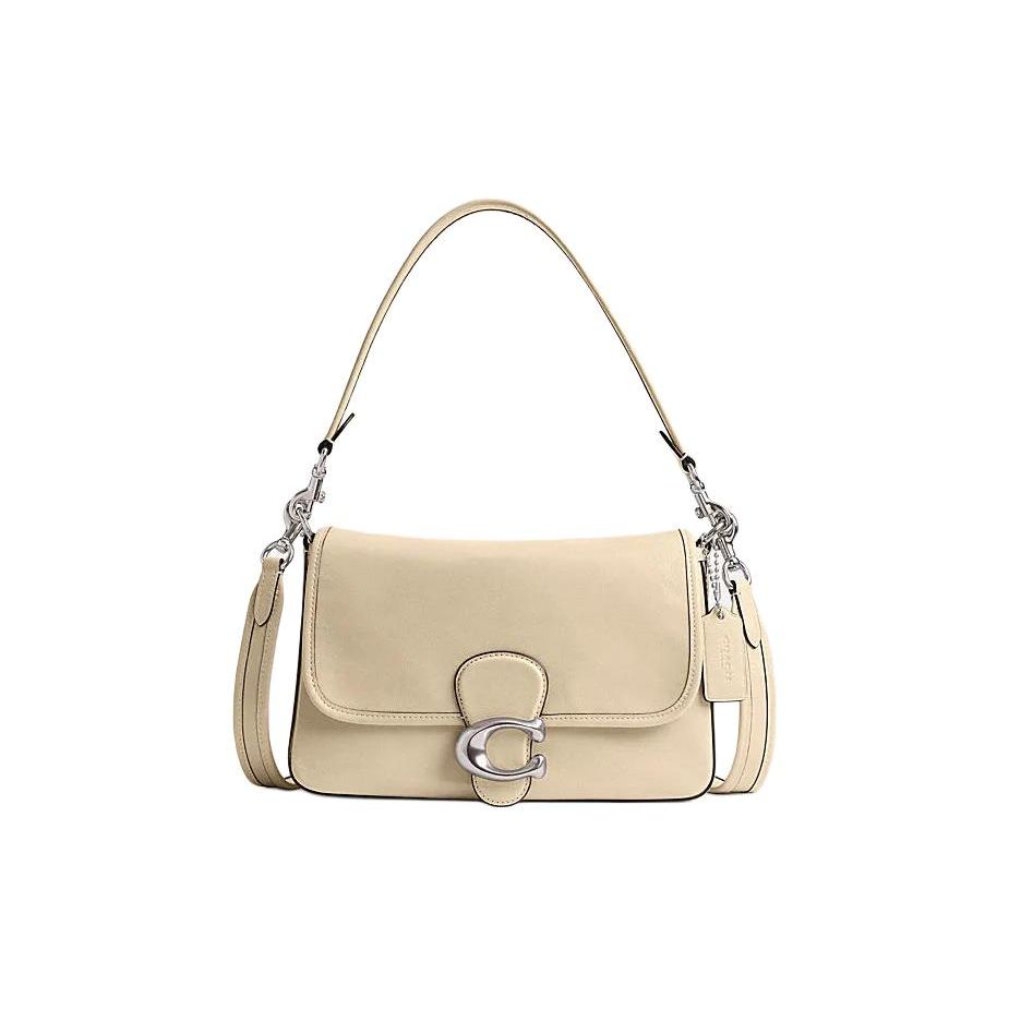 Coach Soft Tabby 26 Logo Magnetic Closure Leather Handbag Women handbag Ivory CR653-LHVT5